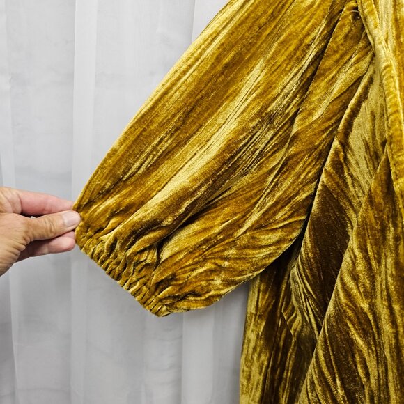 Maurices Gold Velour Babydoll Top Goth Boho Gypsy Hippie M - Picture 4 of 12